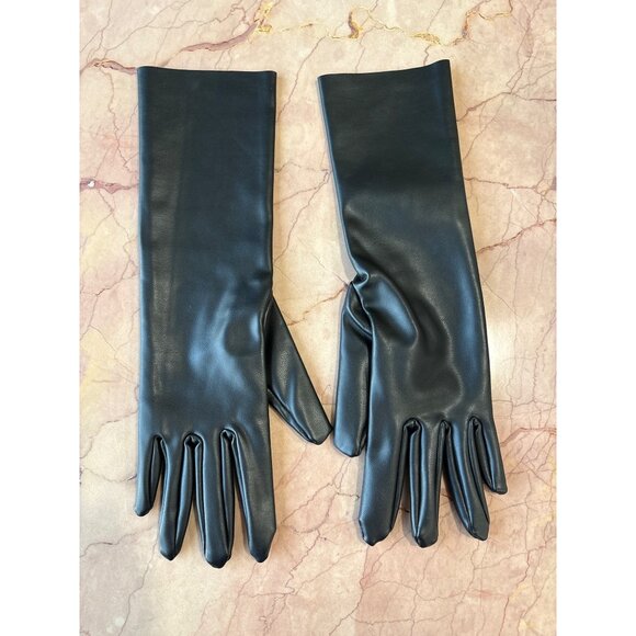 Norma Kamali Short Gloves in Black Xs Small New Womens Vegan Faux Leather - Picture 5 of 10